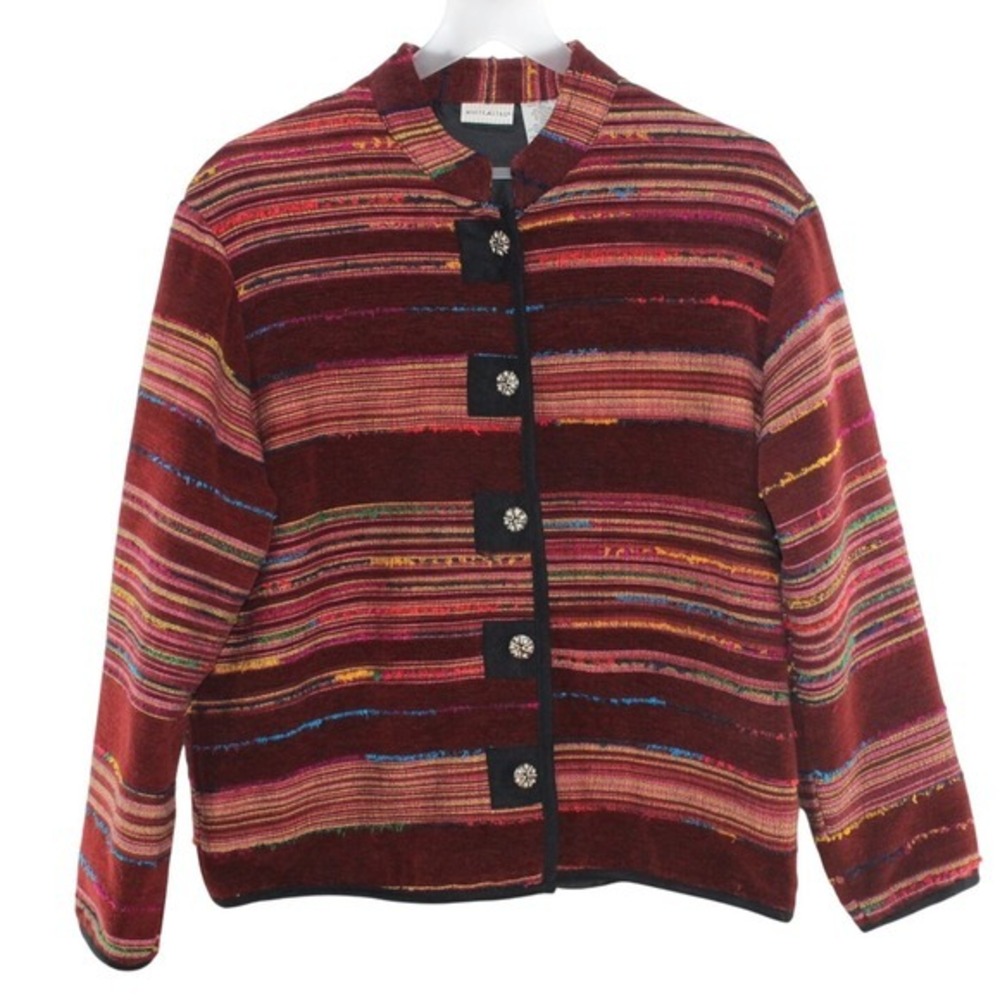 Vintage White Stag Jacket Striped Corduroy Jacket Button Front Red Size M